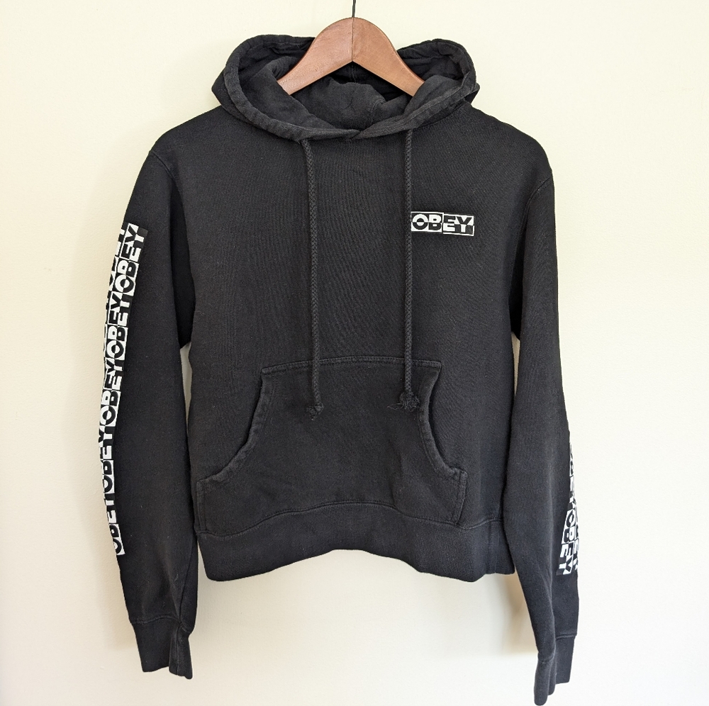 Obey Black Hoodie Sweatshirt Small
